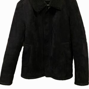 Velvet Suede Sherpa Black Jacket